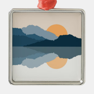 Blaue Berge reflektiert im See Ornament Aus Metall