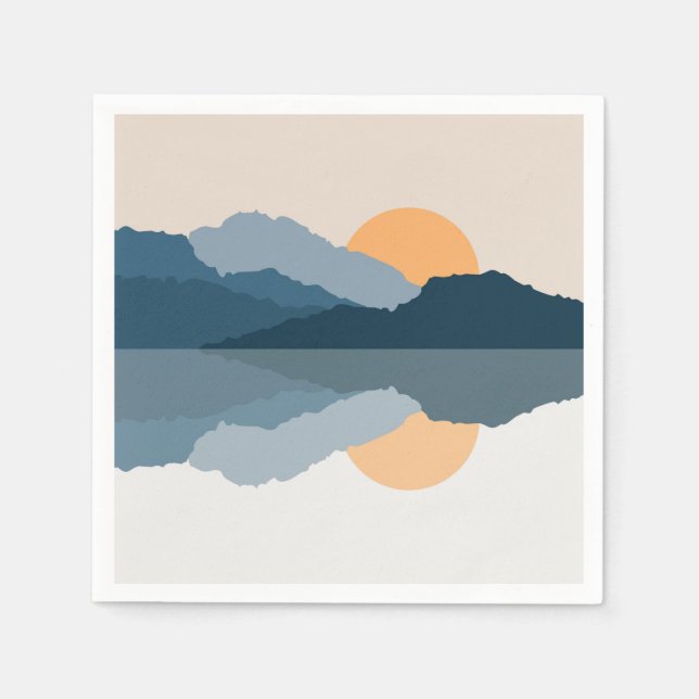 Blaue Berge reflektiert im See Serviette (Vorderseite)