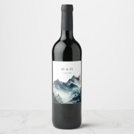 Blaue Berge Rustikale Hochzeit Weinetikett