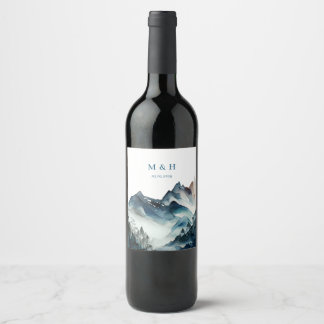 Blaue Berge Rustikale Hochzeit Weinetikett