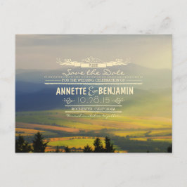 Blaue Berge und Sonnenuntergänge Save the Date Ankündigungspostkarte