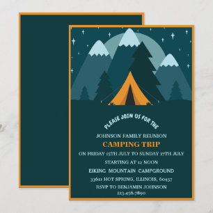 Blaue Berge und Zelt-Camping-Familientreffen Einladung