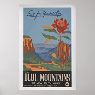 Blaue Berge von H. Rousel Vintage Reiseposter Poster