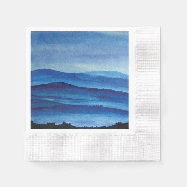 Blaue Berge Wasserfarbenwelt Serviette (Vorderseite)