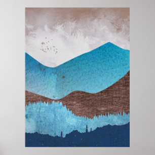 Blaue Berggipfel Poster