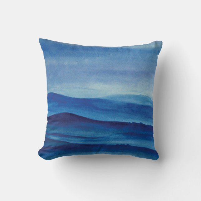 Blaue Berglandschaft Art Throw Cushion Kissen (Vorderseite)