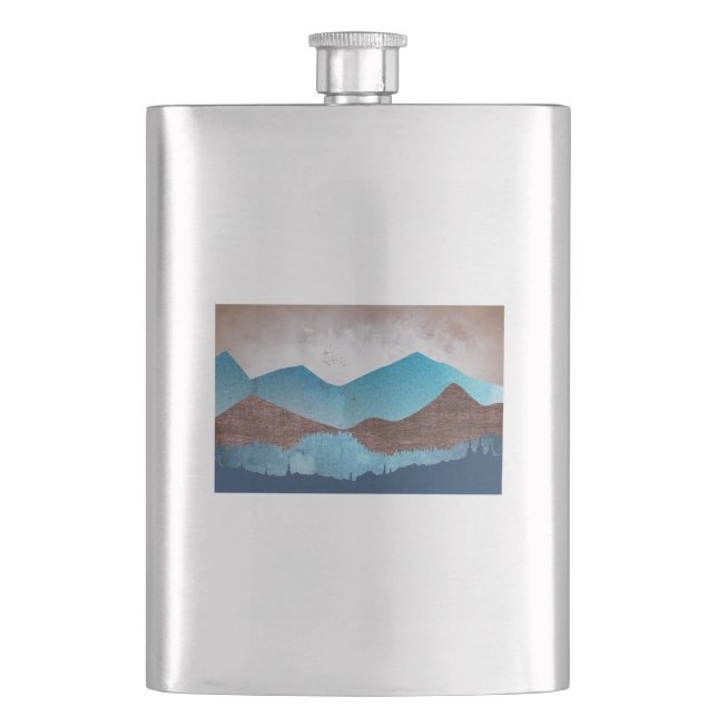 Blaue Bergspitzen Flachmann (Vorderseite)