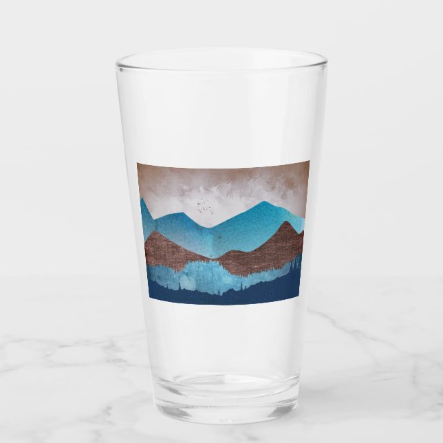 Blaue Bergspitzen Glas (Vorderseite)