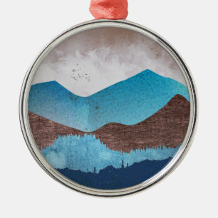 Blaue Bergspitzen Ornament Aus Metall