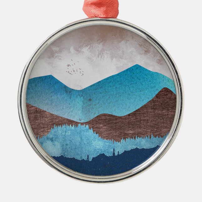 Blaue Bergspitzen Ornament Aus Metall (Vorne)