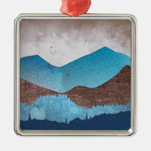 Blaue Bergspitzen Ornament Aus Metall