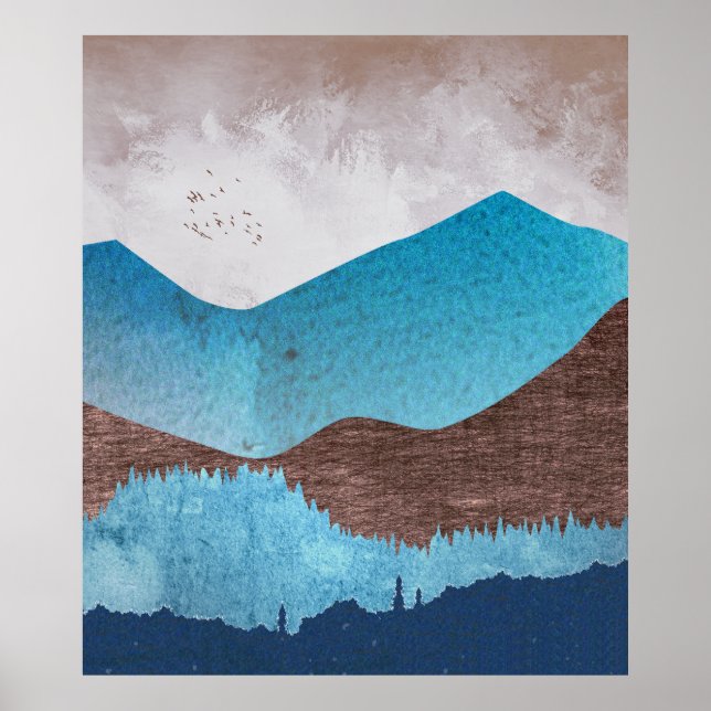 Blaue Bergspitzen Poster (Vorne)