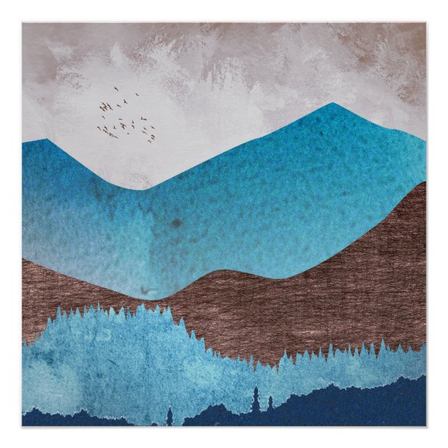 Blaue Bergspitzen Poster (Vorderseite)