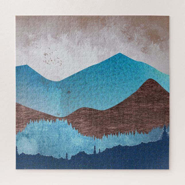 Blaue Bergspitzen Puzzle (Vertikal)