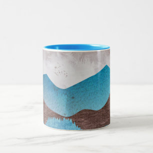 Blaue Bergspitzen Zweifarbige Tasse