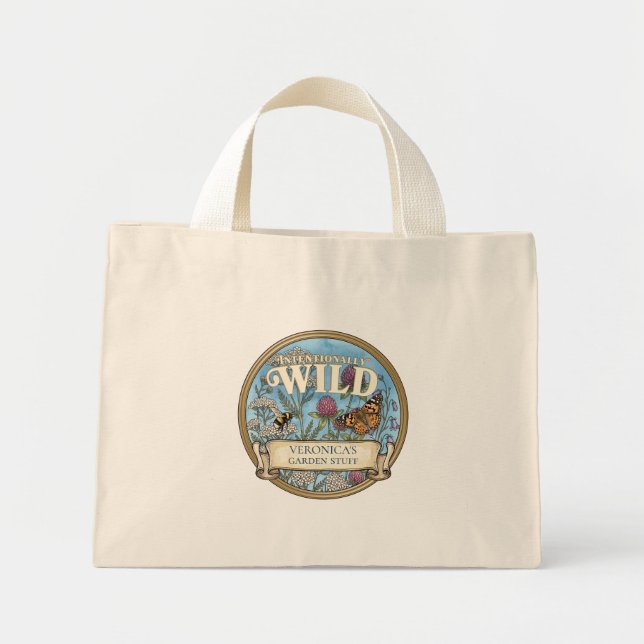 Blaue Bestäuber-Wildgarten-Tasche nach Maß Mini Stoffbeutel (Vorne)