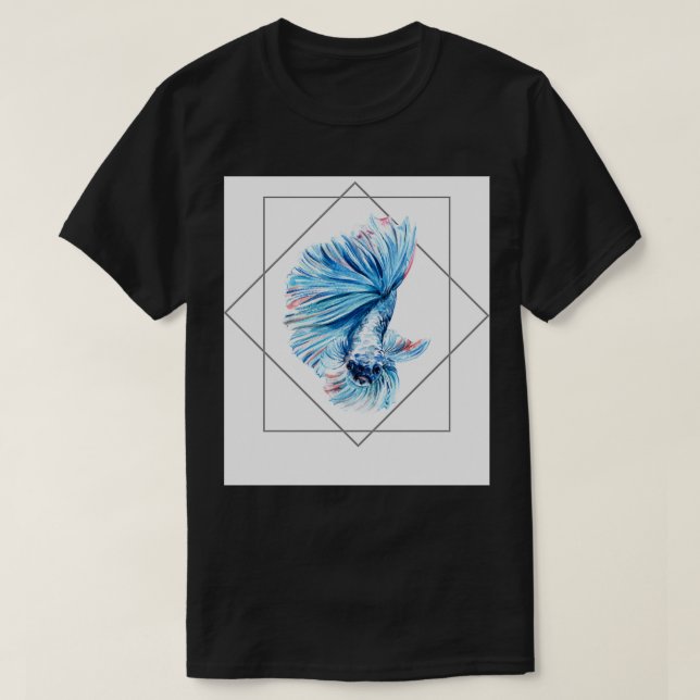Blaue Betta-Wasserfarbe T-Shirt (Design vorne)