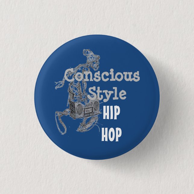 Blaue bewusste Art-angesagter Hopfenknopf Button (Vorderseite)