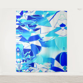 Blaue Bildausschnitte unregelmäßig verdreht Wandteppich