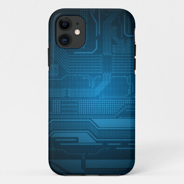 Blaue binärer Code-Technologie-Art Digital Case-Mate iPhone Hülle (Rückseite)