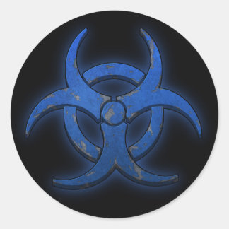 Blaue Biogefährdung Runder Aufkleber