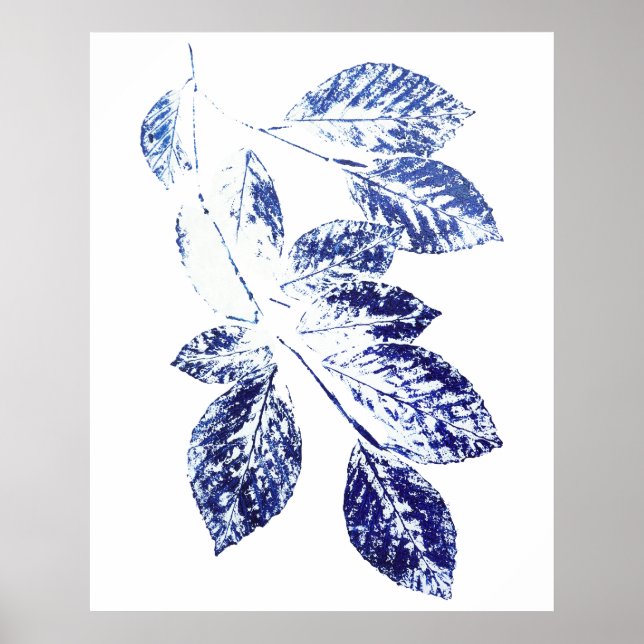 Blaue Birke-Blätter Pflanze drucken Poster (Vorne)