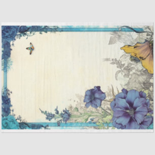 Blaue Birne und Schmetterling-Ephemera Nr. 2 Seidenpapier