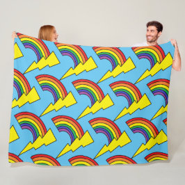 Blaue Blankette mit Rainbows und Blitzen Fleecedecke
