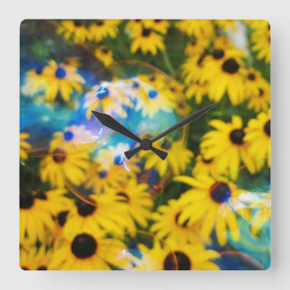 Blaue Blasen an den Toren! Quadratische Wanduhr