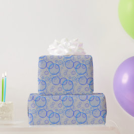 Blaue Blasen auf Grau Geschenkpapier