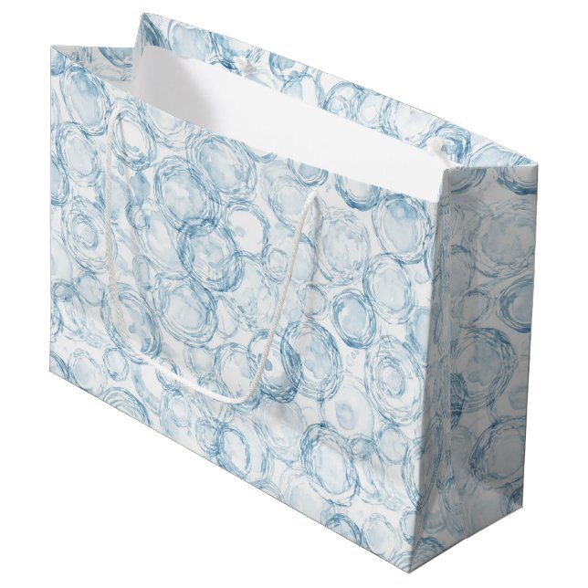 Blaue Blasen Geburtstag Große Geschenktüte (Vorderseite Schrägansicht)