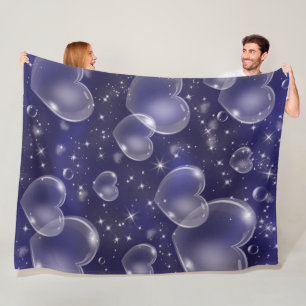 Blaue Blasen-Herzen Süßes Mädchen 90er Jahre Stil Fleecedecke