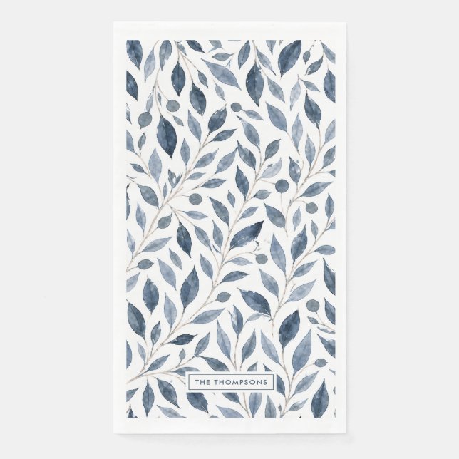 Blaue Blatt Personalisierte Papier-Gastservietten Serviette (Vorderseite)