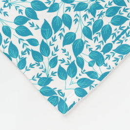 Blaue Blätter Fleecedecke