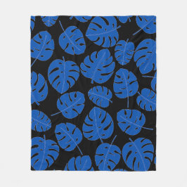 Blaue Blätter Fleecedecke