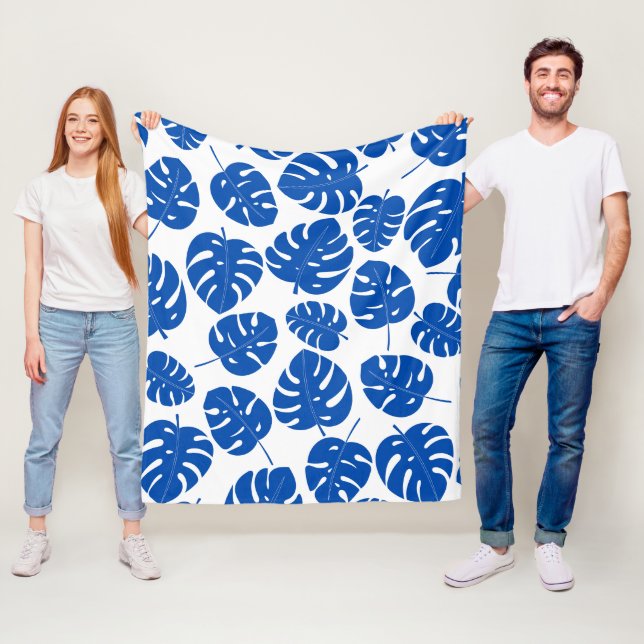 Blaue Blätter Fleecedecke (Beispiel)
