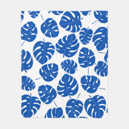 Blaue Blätter Fleecedecke