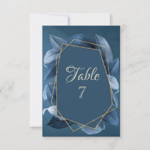 Blaue Blätter Goldrahmen Hochzeit Einladung