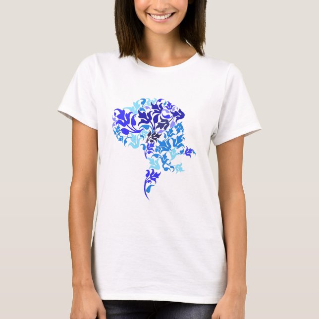 Blaue Blätter Great Dane T-Shirt (Vorderseite)