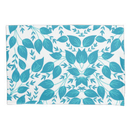 Blaue Blätter Kissenbezug