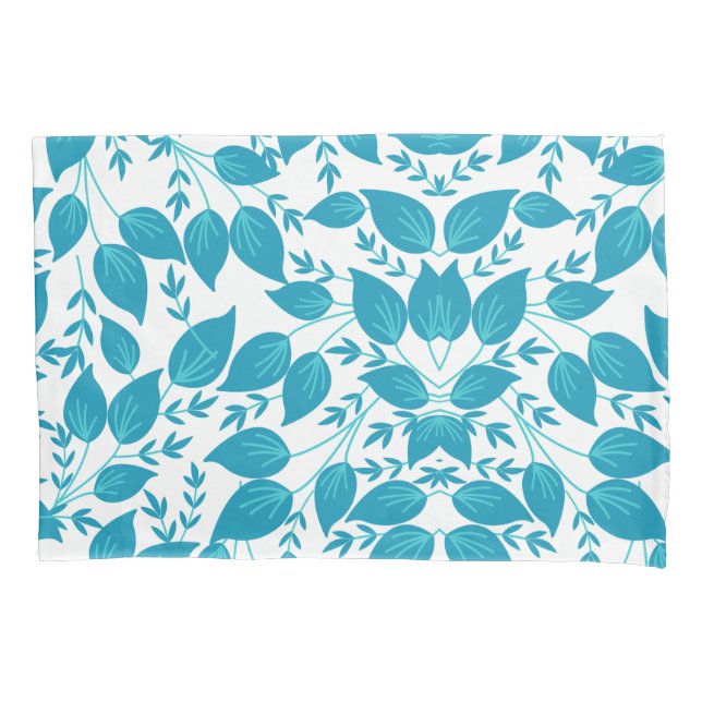 Blaue Blätter Kissenbezug (Vorderseite)