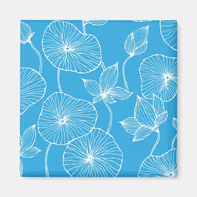 Blaue Blätter Lotus Blume Blossom Magnet (Vorne)