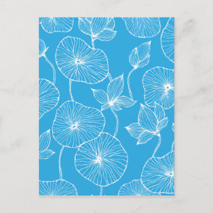 Blaue Blätter Lotus Blume Blossom Postkarte
