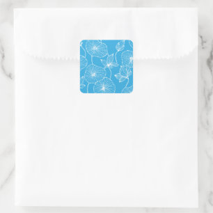Blaue Blätter Lotus Blume Blossom Quadratischer Aufkleber