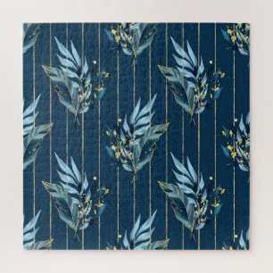 Blaue Blätter Nahtlose Wrap Hintergrund Puzzle