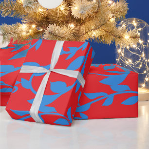 Blaue Blätter Reben Rot Botanisch Geschenkpapier