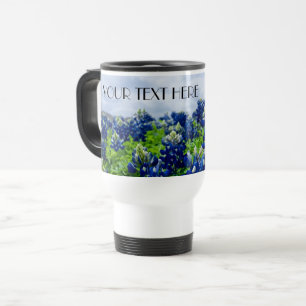 Blaue Blaue Blumen Texas Texanisch Floral Reisebecher