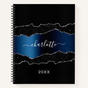 Blaue blaue Goldbarren-Marmorschild Notizbuch