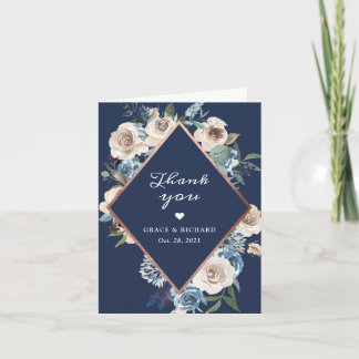 Blaue blaue neutrale Rose Dankeskarte