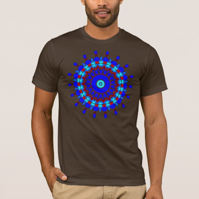 Blaue (blaue und rote) Kaleidoskop T-Shirt (Vorderseite)
